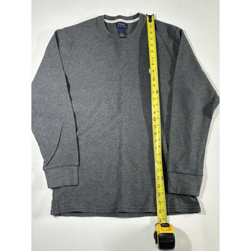 Polo Ralph Lauren Mens Gray Waffle Knit Thermal Long Sleeve Crew Shirt Size XL
